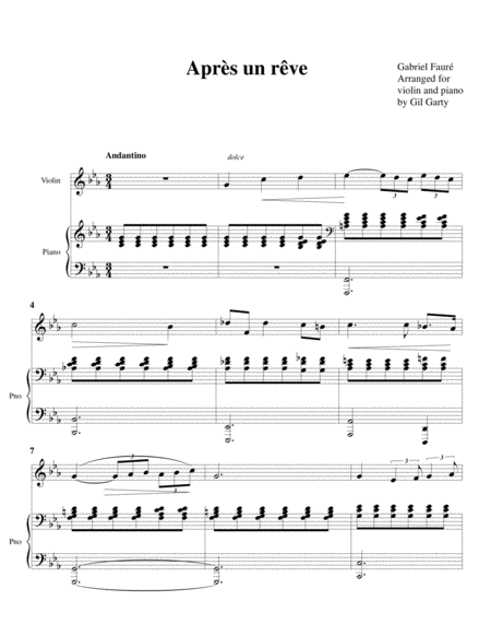 Après un rêve (arrangement for violin and piano)