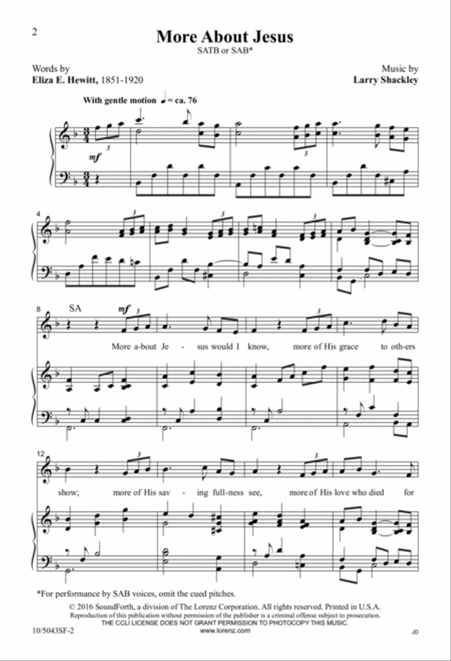 More About Jesus 4-Part scores gallery preview page 2