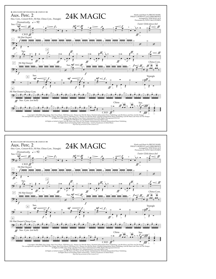 24K Magic - Aux. Perc. 2 Marching Band scores gallery preview page 1