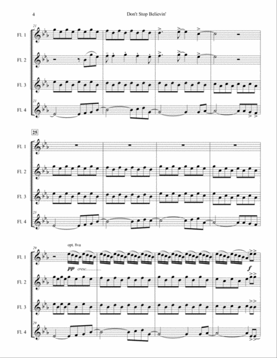 Don't Stop Believin' Don't Stop Believin' Woodwind Quartet scores gallery preview page 4