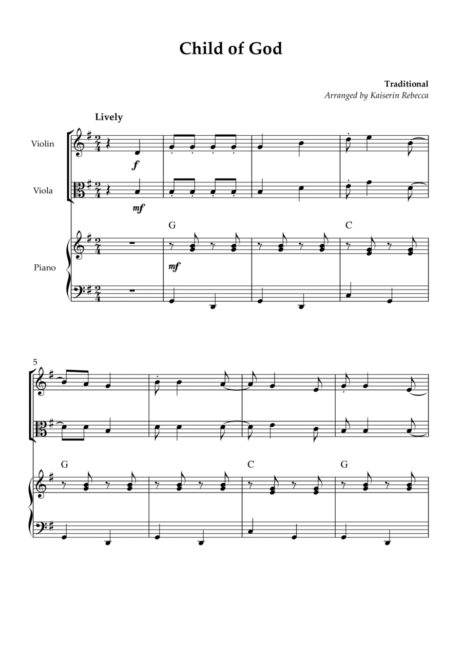 Child of God String Duet scores gallery preview page 1