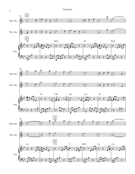 O Mio Babbino Caro (Puccini) for Soprano Saxophone & Tenor Saxophone Duo and Piano Accompaniment wit image number null