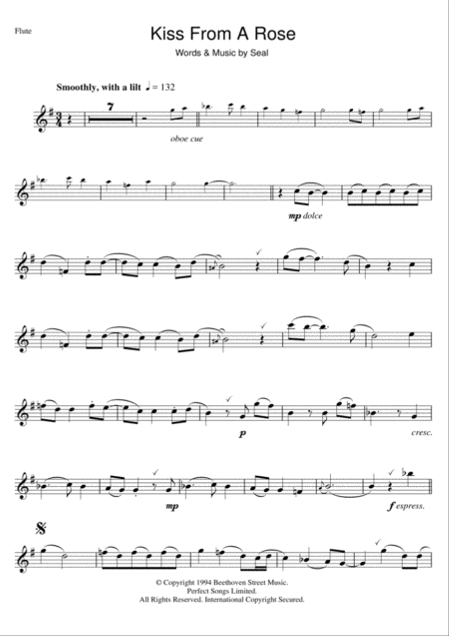 Kiss From A Rose Flute Solo scores gallery preview page 1