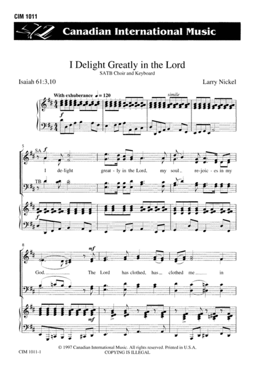 I Delight Greatly in the Lord