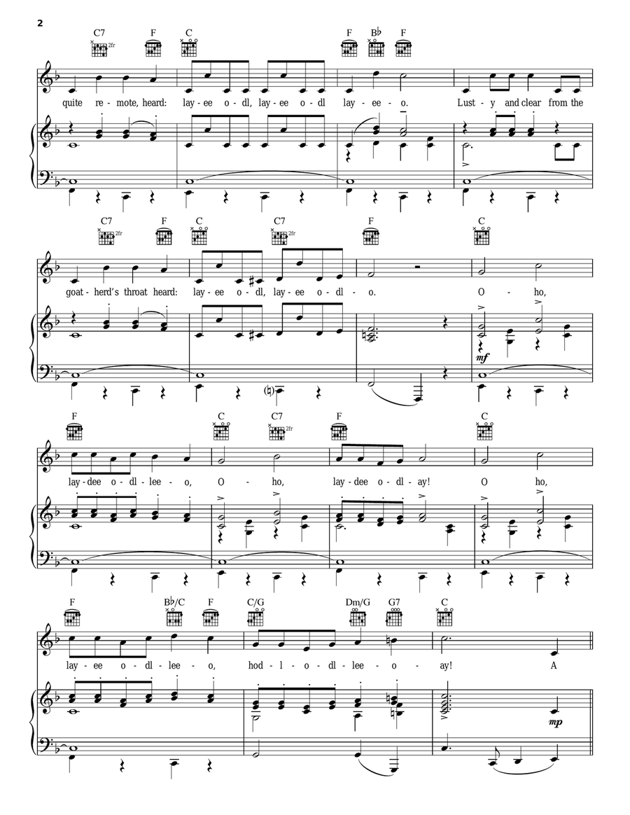 The Lonely Goatherd (from The Sound of Music) Piano, Vocal, Guitar scores gallery preview page 2