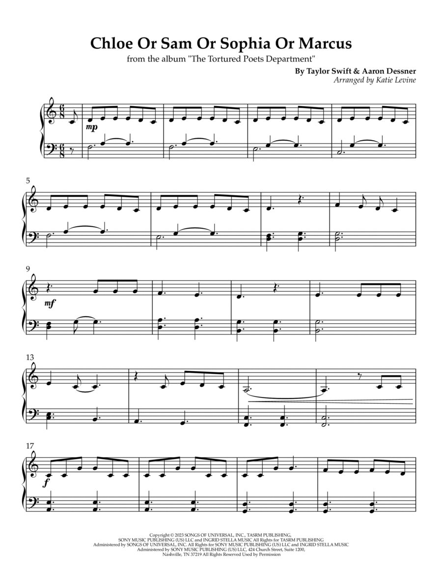 Chloe Or Sam Or Sophia Or Marcus 3-Part scores gallery preview page 1