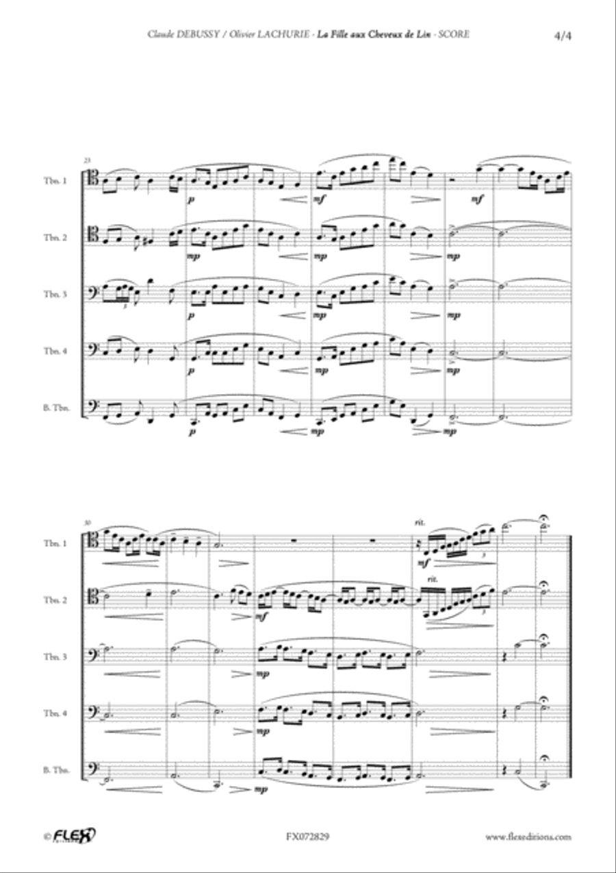 La Fille aux Cheveux de Lin Trombone scores gallery preview page 4