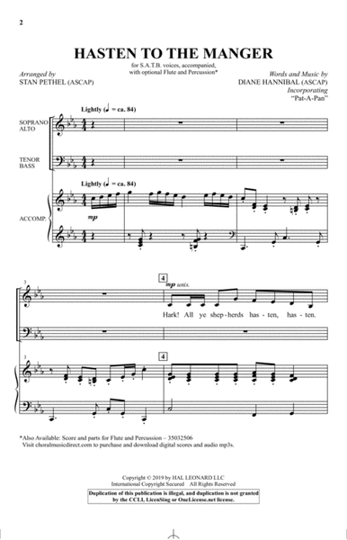 Hasten To The Manger (With "Pat-A-Pan") (arr. Stan Pethel)