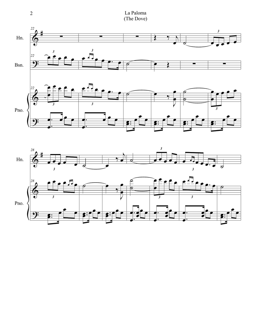 La Paloma (for Woodwind Quintet and Piano) Woodwind Quintet scores gallery preview page 3