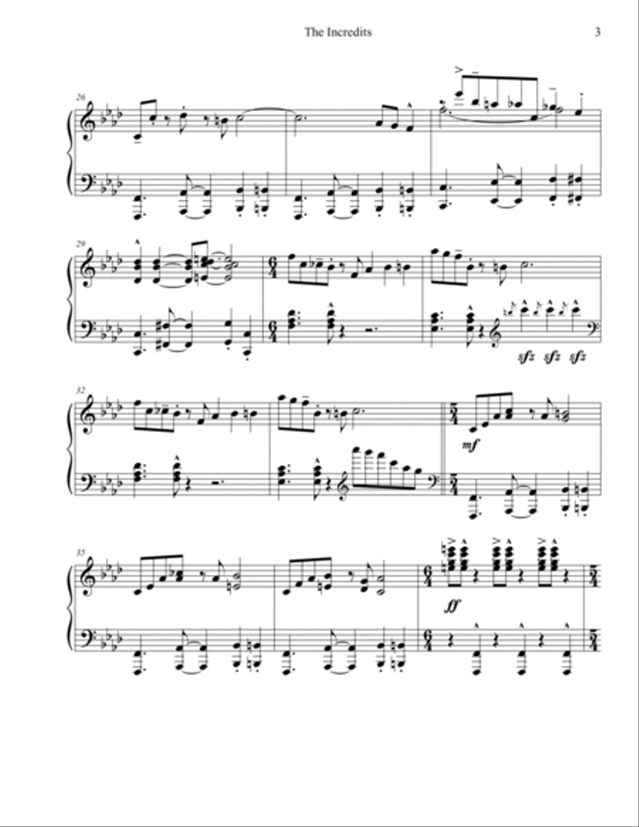 The Incredits Piano Solo scores gallery preview page 3