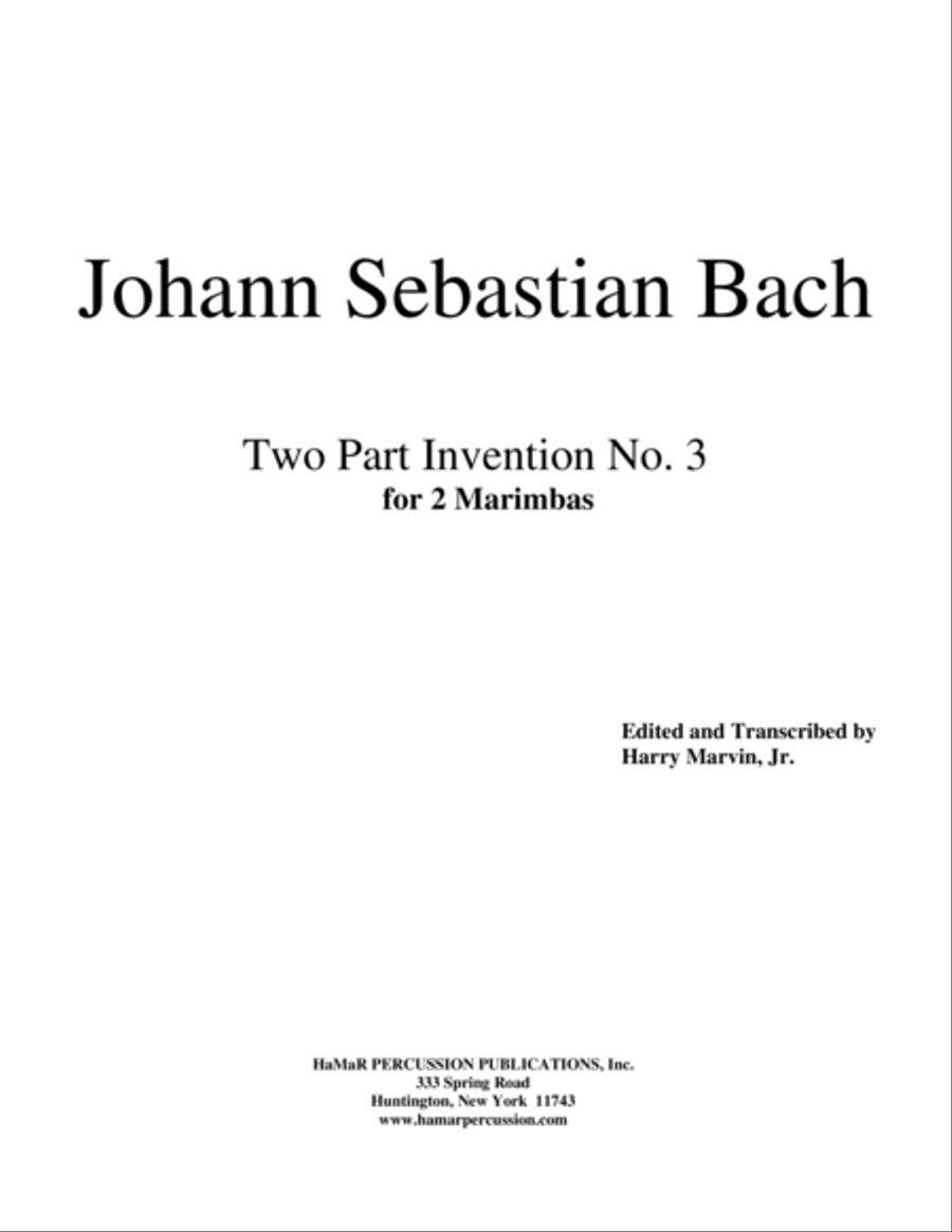 Two Part Invention No. 3 Marimba scores gallery preview page 1