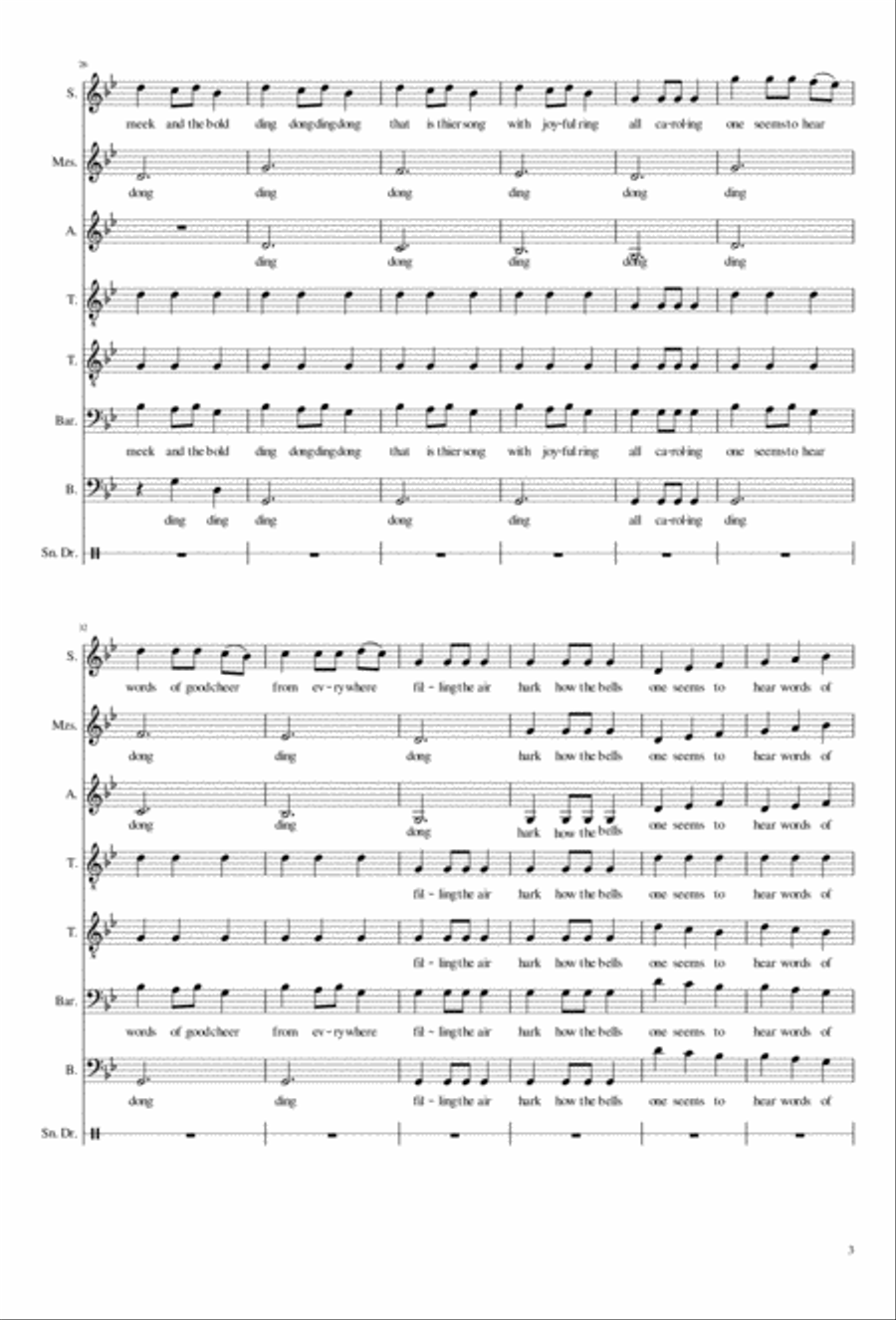 Carol of the Bells....inspired by David Foster's instrumental arrangement Choir scores gallery preview page 3