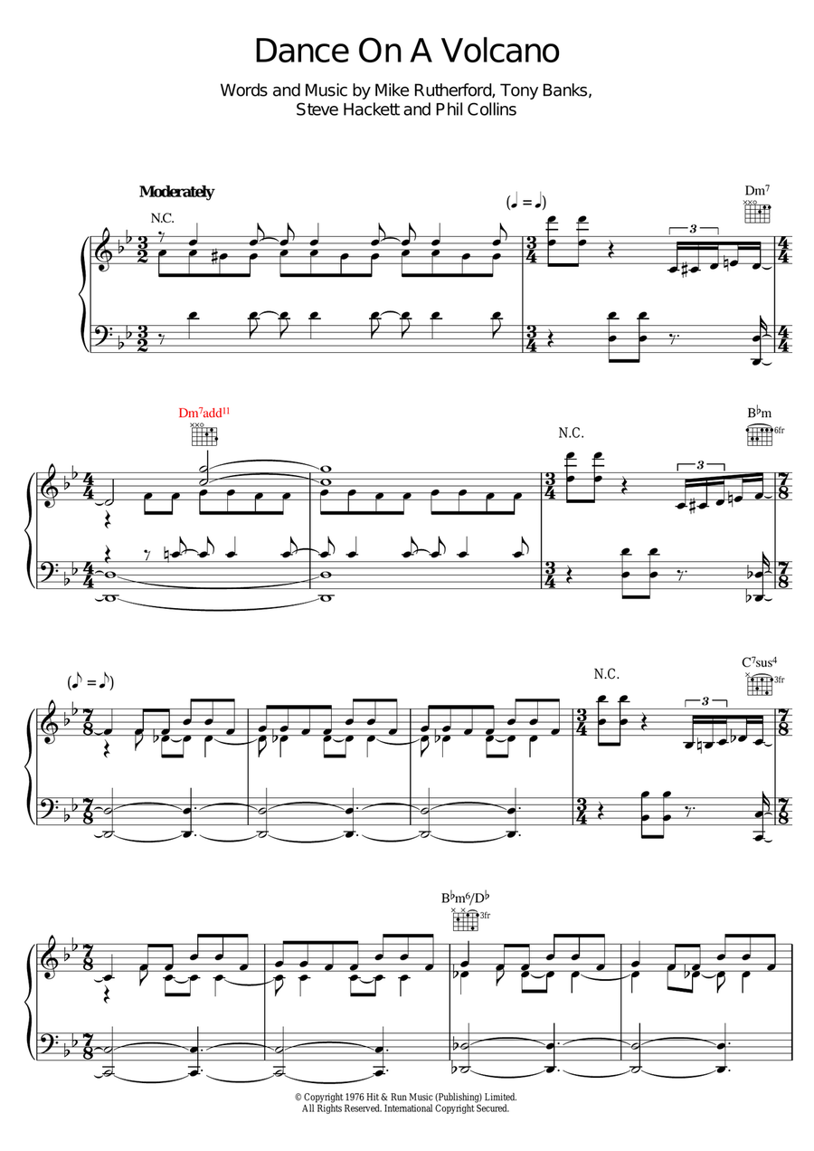 Dance On A Volcano Piano, Vocal scores gallery preview page 1