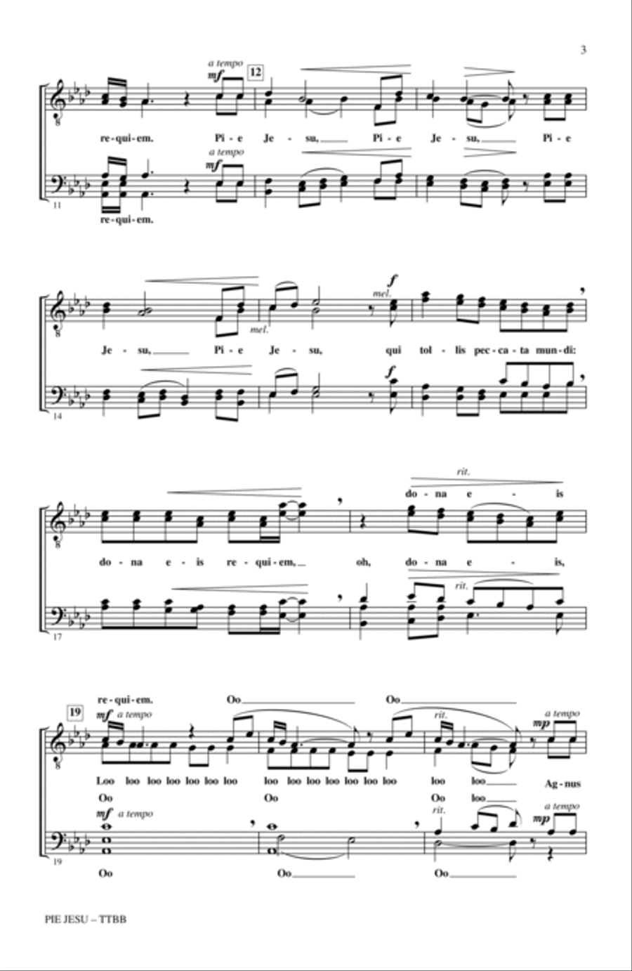 Pie Jesu (from Requiem) TTBB scores gallery preview page 2