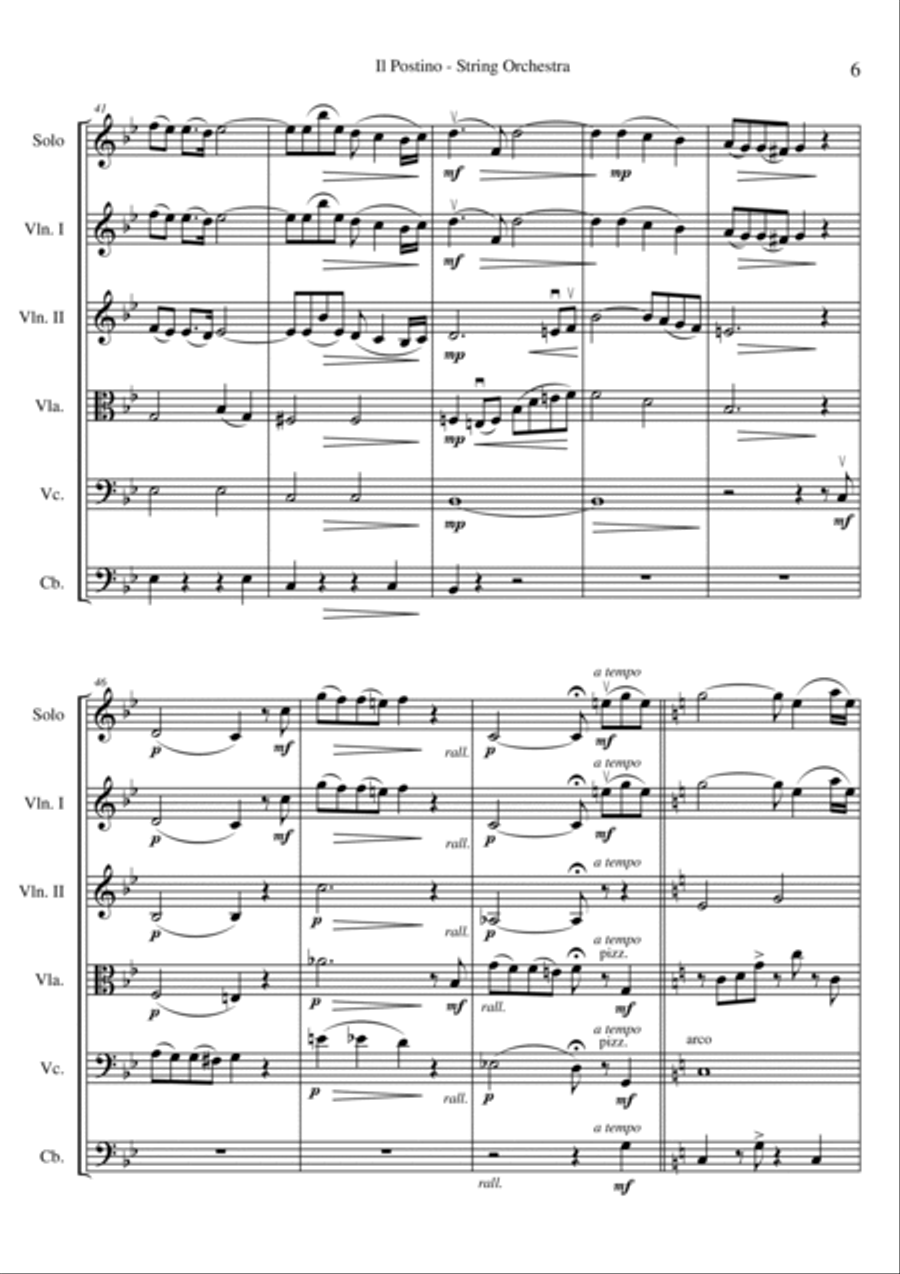 Il Postino (the Postman) String Quintet scores gallery preview page 6