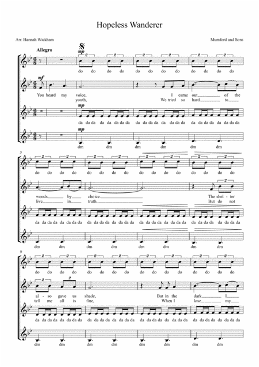 Hopeless Wanderer SSA scores gallery preview page 1