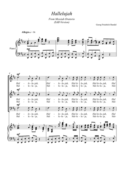 Georg Friedrich Handel - Hallelujah Chorus (SAB Version) image number null
