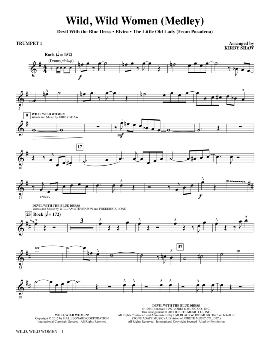 Wild, Wild Women - Bb Trumpet 1 Choir scores gallery preview page 1