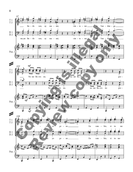 Three Mexican Folk Songs: 1. La Martiniana (Piano/Choral Score) by David Conte TTBB - Sheet Music