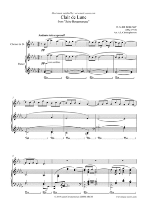 Book cover for Clair de Lune - Clarinet & Piano