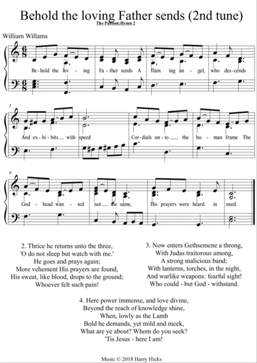 Behold, the loving Father (William Williams' The Passion) Unison Choir scores gallery preview page 1