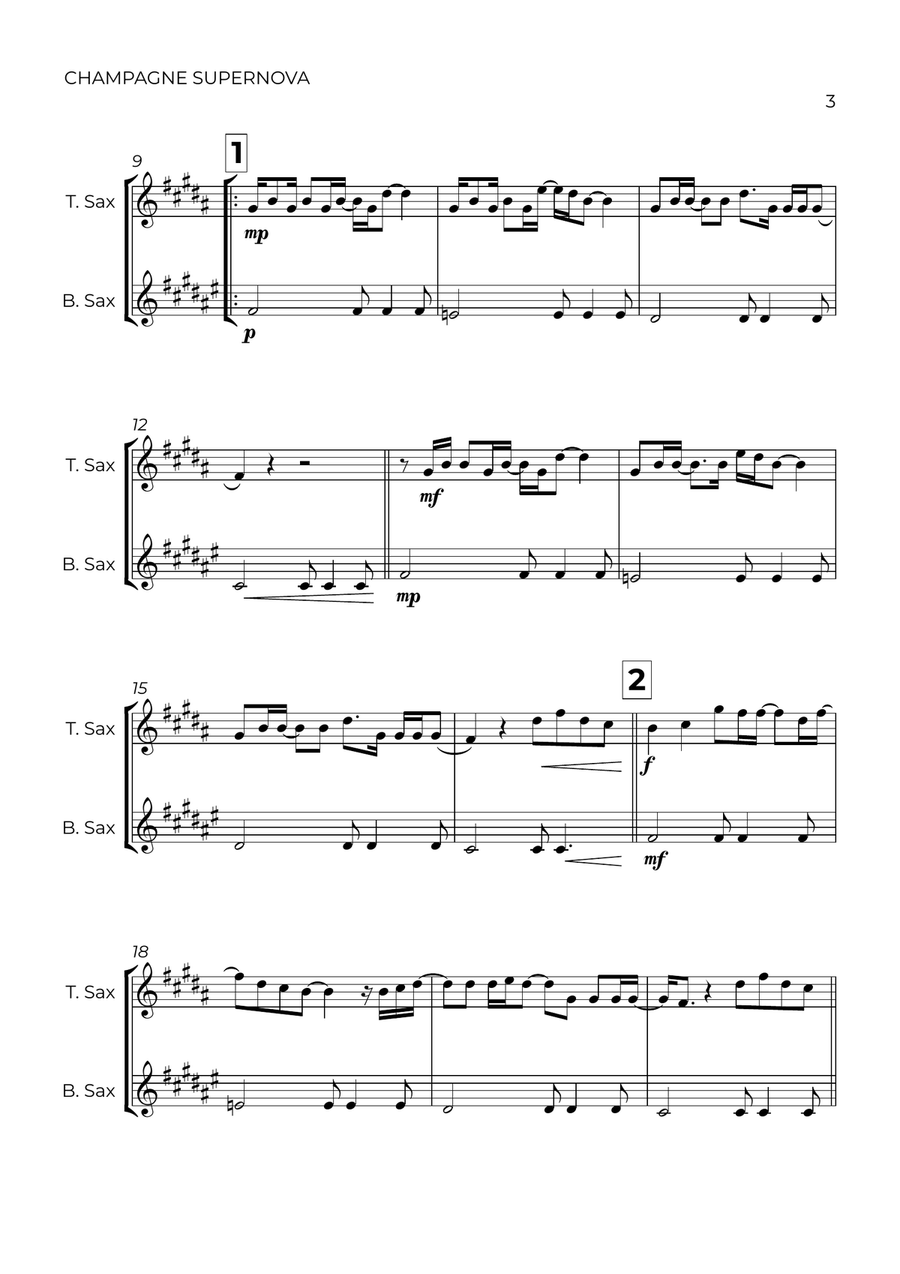 Champagne Supernova Tenor Saxophone scores gallery preview page 3
