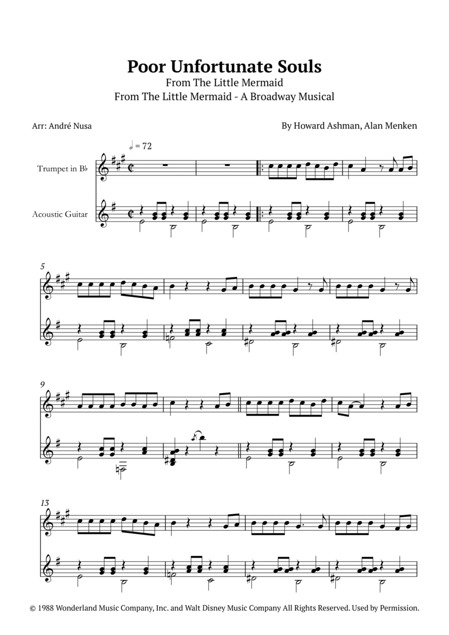 Poor Unfortunate Souls Trumpet Duet scores gallery preview page 1