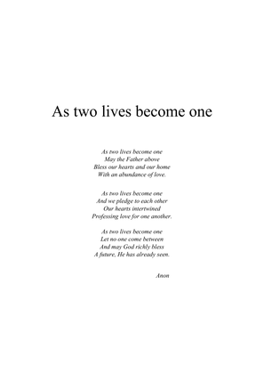 As two lives become one