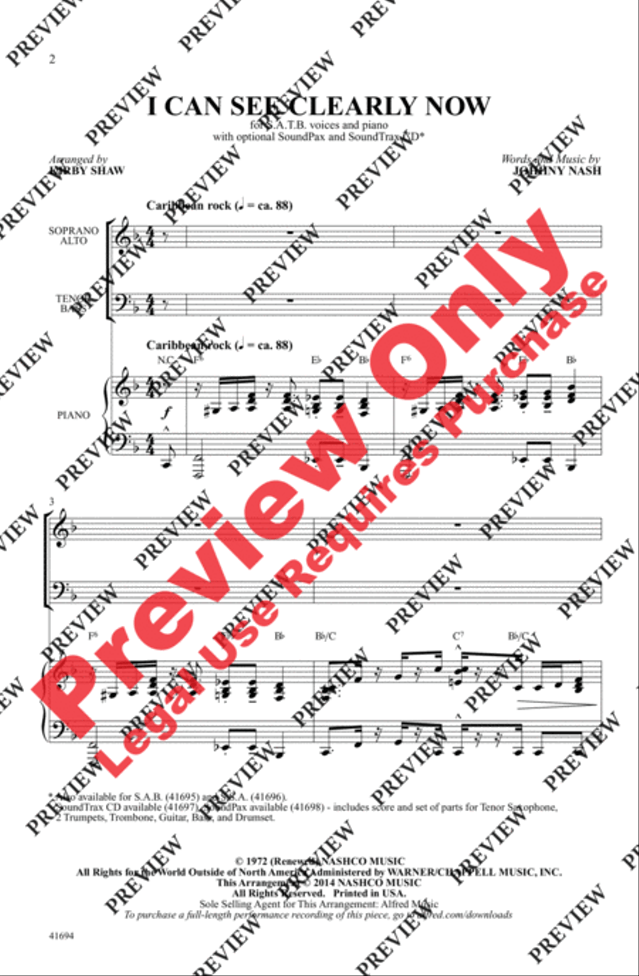 I Can See Clearly Now I Can See Clearly Now 4-Part scores gallery preview page 2