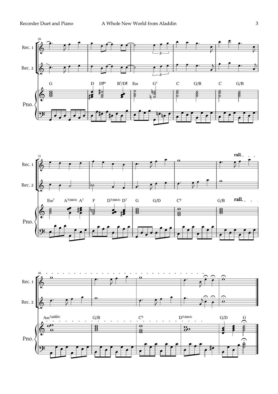 A Whole New World (aladdin's Theme) Woodwind Duet scores gallery preview page 3