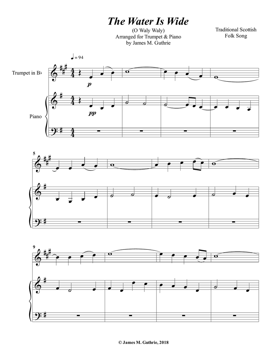The Water is Wide for Trumpet & Piano image number null