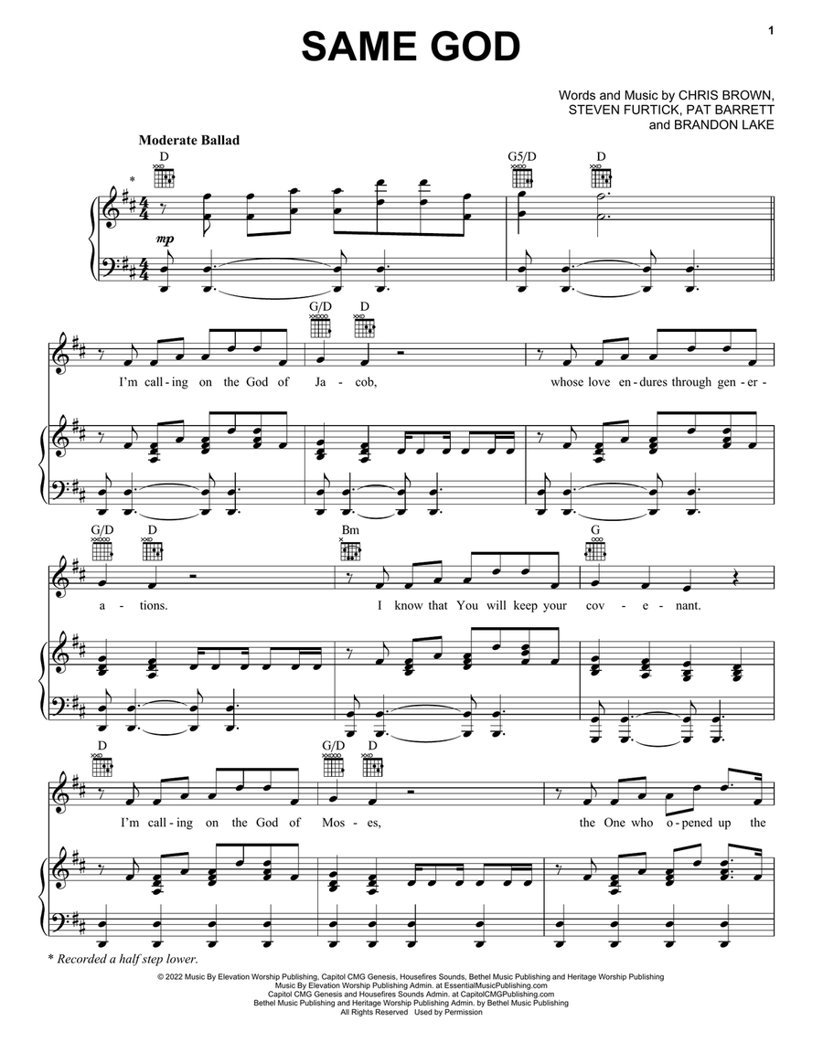 Same God Same God Piano, Vocal, Guitar scores gallery preview page 1