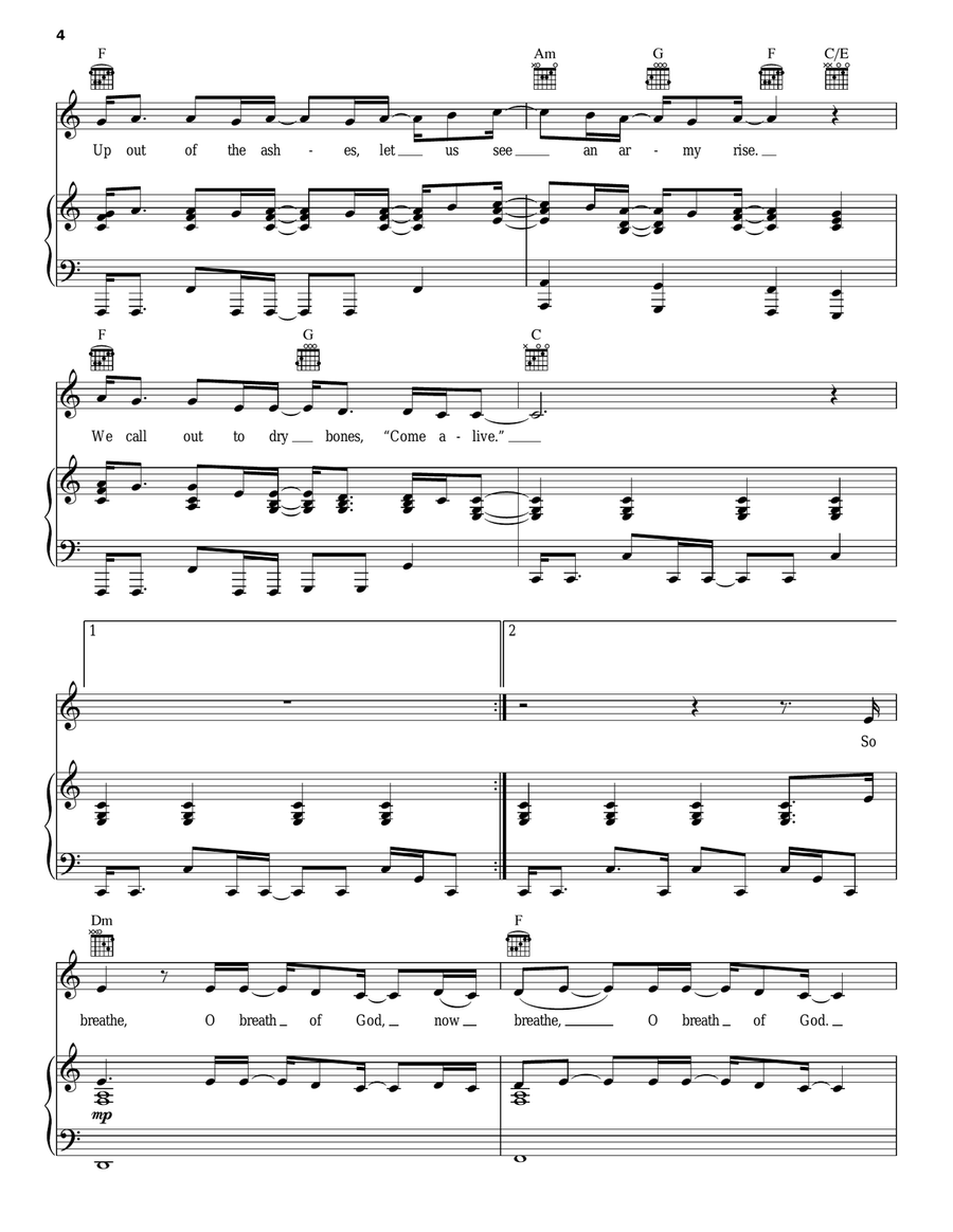 Come Alive (Dry Bones) Piano, Vocal, Guitar scores gallery preview page 4