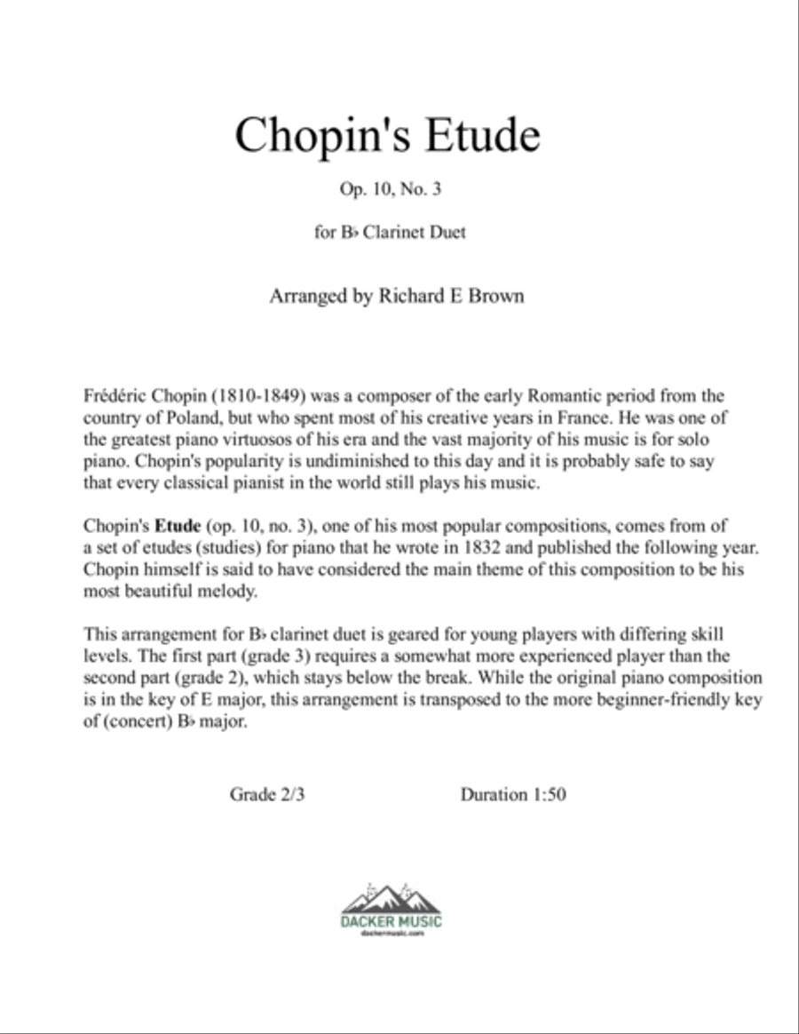 Chopin's Etude - Clarinet Duet Clarinet Duet scores gallery preview page 2