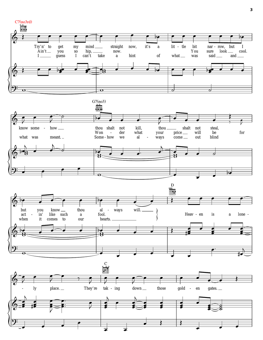 Heaven Is A Lonely Place Piano, Vocal, Guitar scores gallery preview page 3