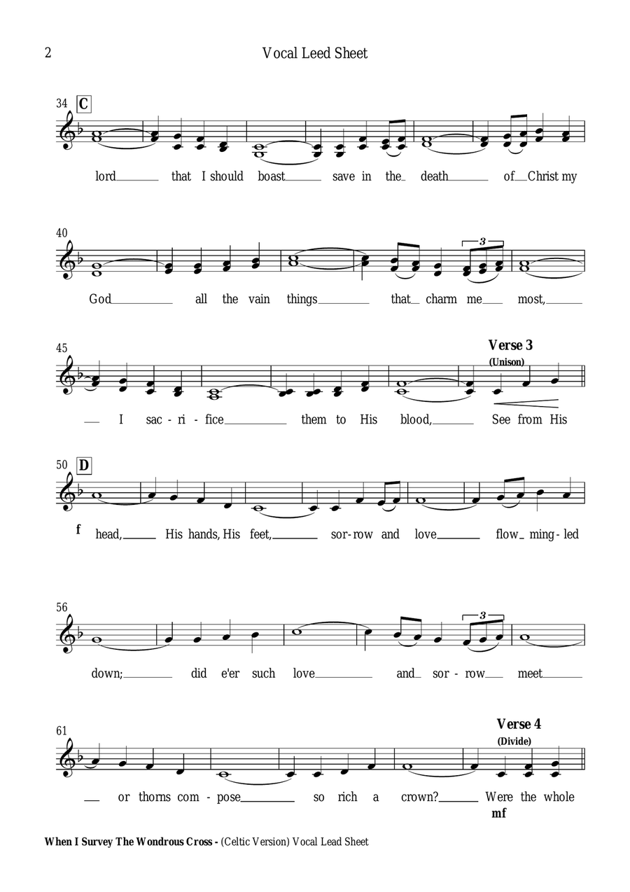 When I Survey The Wondrous Cross (Celtic Version) - Piano and Vocal PDF SA scores gallery preview page 3