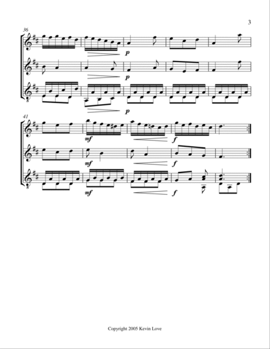 La Gaillarde (Flute, Violin and Guitar) Small Ensemble scores gallery preview page 3