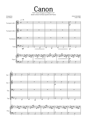 "Canon in D" by Pachelbel - Easy version for BRASS QUARTET & PIANO
