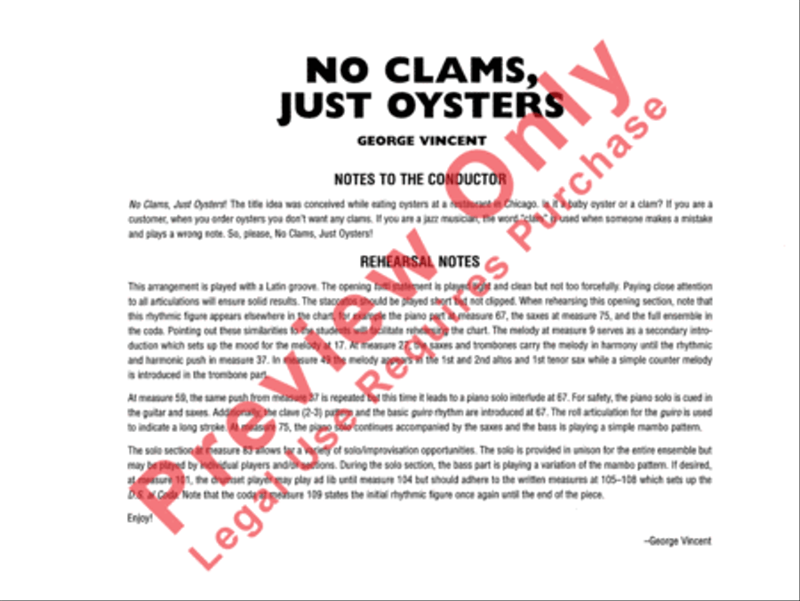 No Clams, Just Oysters Jazz Ensemble scores gallery preview page 3