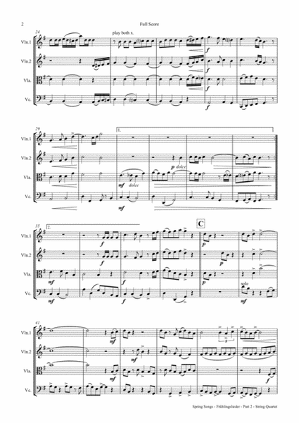 Spring songs - Frühlingslieder - Part 2 - String Quartet image number null