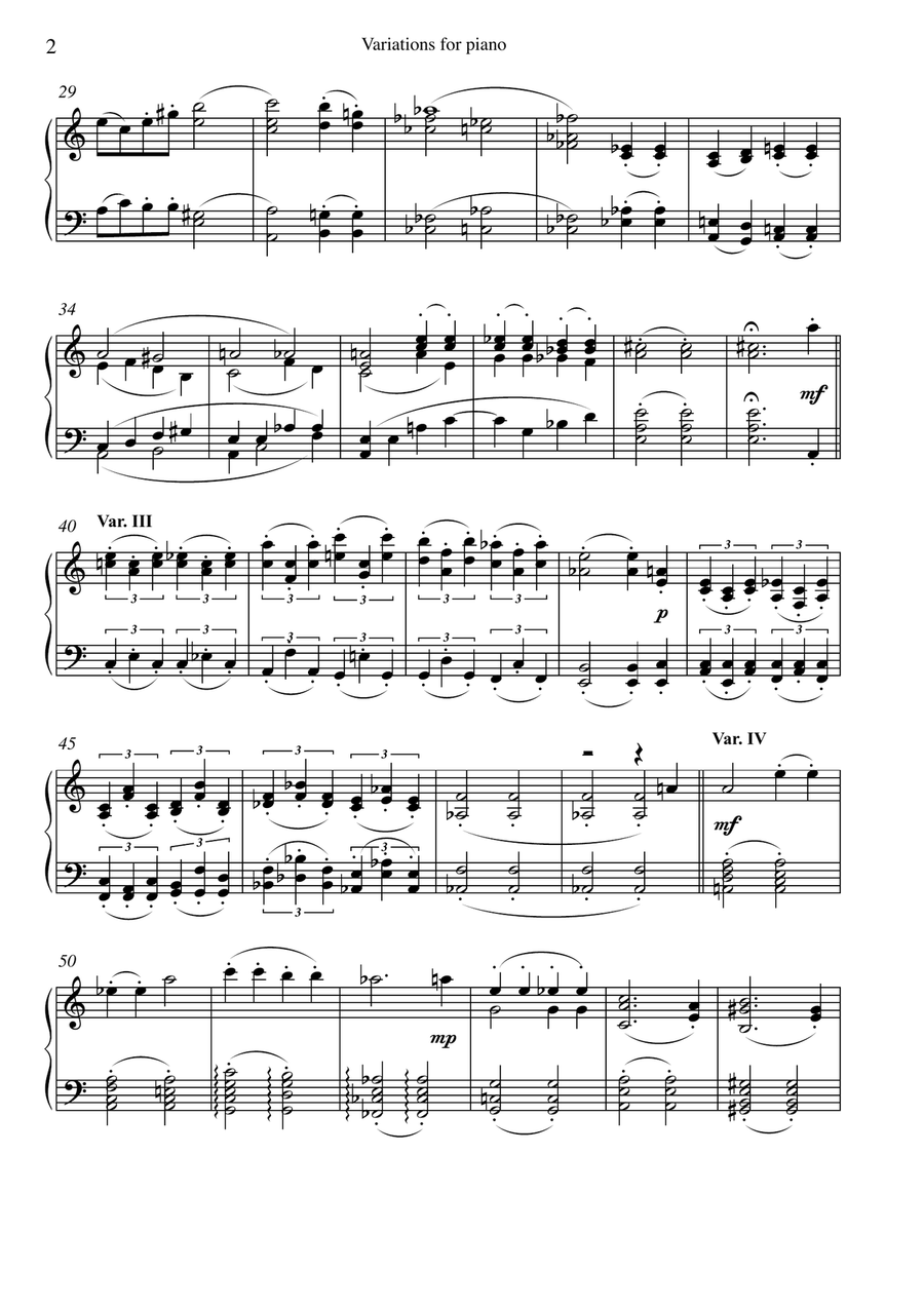 Variations for Piano Variations for Piano Piano Solo scores gallery preview page 2