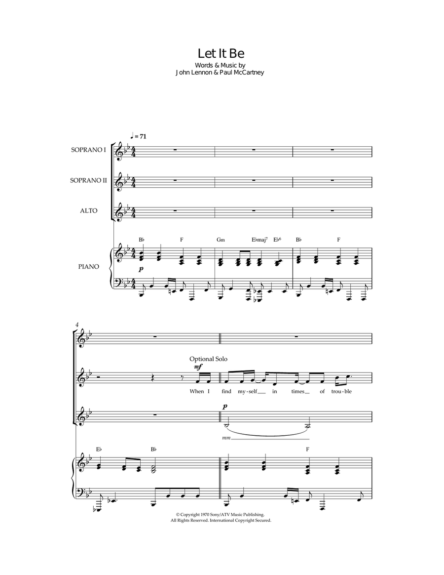 Let It Be Choir scores gallery preview page 1