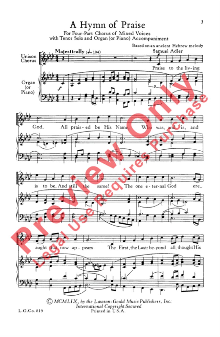 A Hymn of Praise A Hymn of Praise 4-Part scores gallery preview page 2