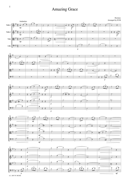 Hymnus Amazing Grace, for string quartet, ML020 image number null