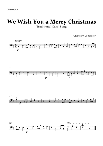We Wish you a Merry Christmas for Bassoon Quartet image number null