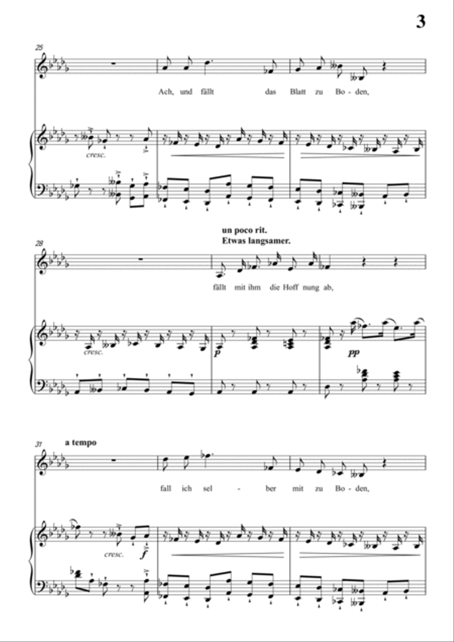 Schubert-Letzte Hoffnung,from 'Winterreise',Op.89 No.16 in bD for Vocal and Piano Voice scores gallery preview page 4
