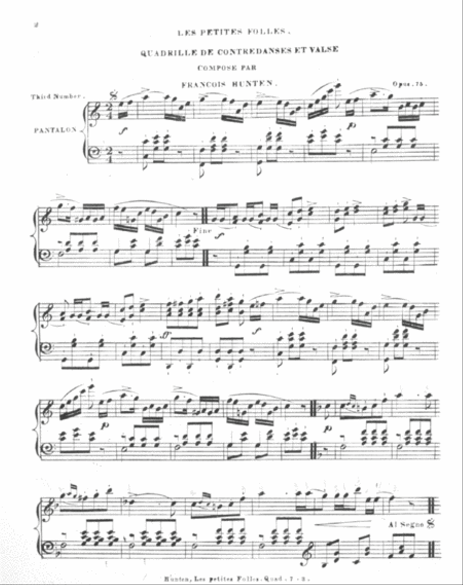 Quadrille de Contredanses et Valse Piano Solo scores gallery preview page 2