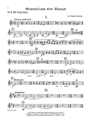 Sonatina for Band: 3rd B-flat Clarinet