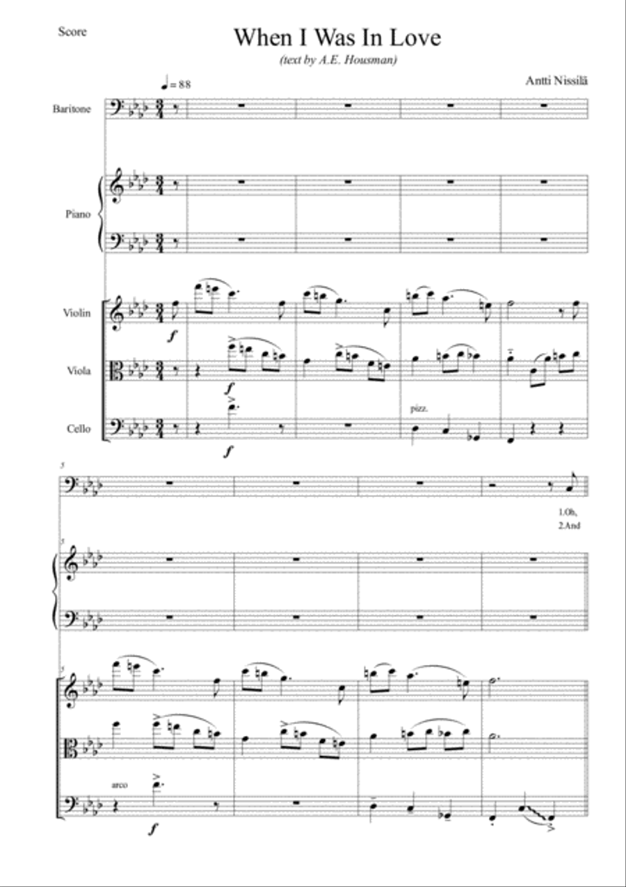 When I Was in Love Piano Quartet scores gallery preview page 1