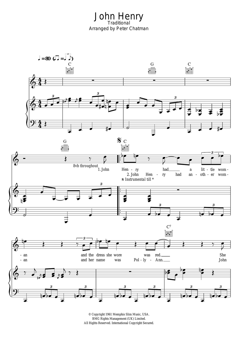 John Henry Piano, Vocal scores gallery preview page 1